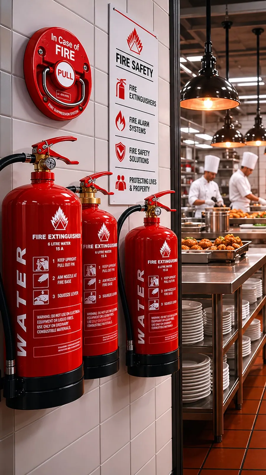 Commercial kitchen flames under suppression coverage